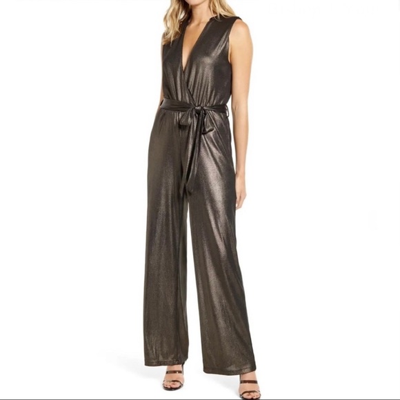 bishop + young Pants - NEW BISHOP + YOUNG BLACK METALLIC JUMPSUIT